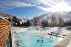 Le Terme di Bormio in inverno, uno dei tre stabilimenti termali principali della città della Valtellina