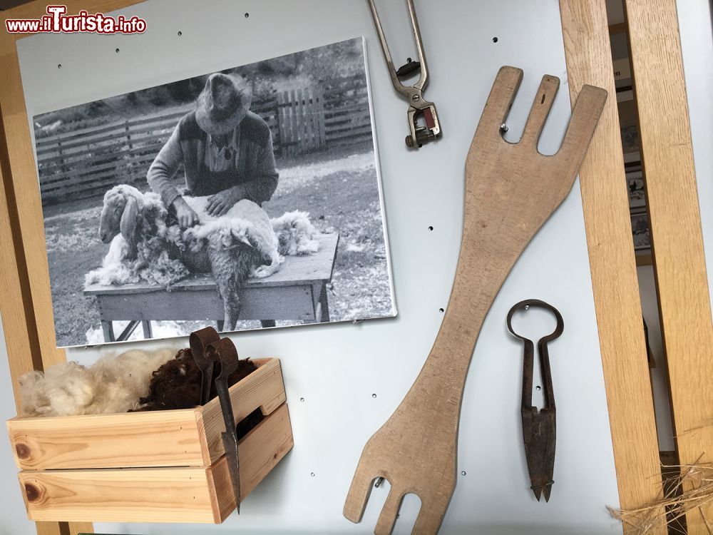 Immagine Oggetti al Museo Ganghofer di Leutasch, Austria. Alcuni strumenti per tosare le pecore e cardarne la lana: un tempo era fra le attività più diffuse fra gli abitanti del paese.