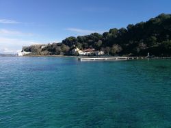 Embarcadero sull'Isle Marguerite a Cannes, arcipelago delle Lerins, Costa Azzurra
