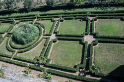 Veduta aerea dei giardini al castello di Brolio, provincia di Siena (Toscana).

