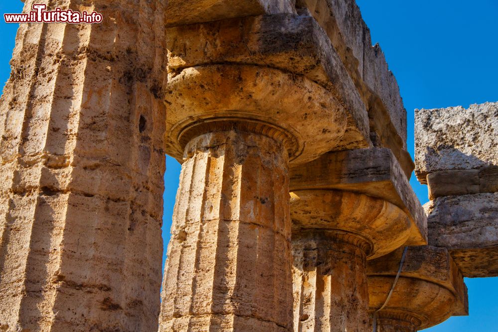 Immagine Dettaglio delle colonne e dei capitelli dorici del Tempio di Hera a Paestum