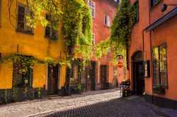 La visita al centro del quartiere Gamla Stan in estate, nel cuore di Stoccolma in Svezia 