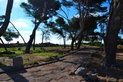 La rete stradale di Nora si è sviluppata in epoca romana suddividendo la città in quartieri.
