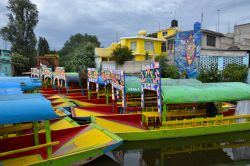 Trajineras presso l'embarcadero Salitre, uno dei più antichi di Xochimilco, inaugurato nel 1921.
