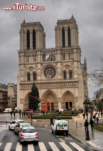 Notre Dame, facciata ovest:  una delle viste pi classiche di Parigi. La Cattedrale si trova nella zona est dell'dell'le de la Cit, una delle  due isole che caratterizzano la Senna