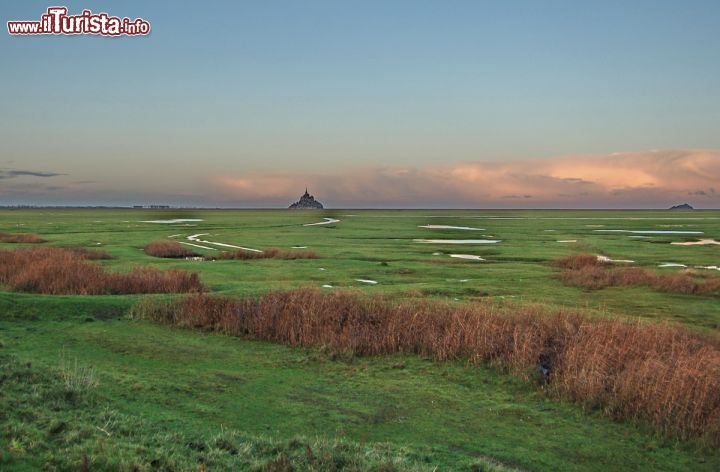 Mont saint michel appare all'alba