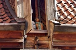 Dettaglio delle case di legno a Bergen dentro ...