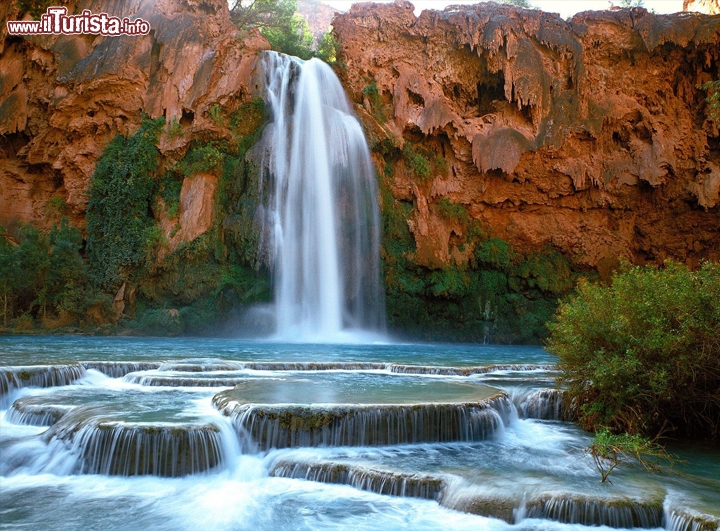 Cascata e piscine Havasu Grand Canyon USA -  Sono raggiungibili su sentiero ed offrono spettacolari piscine dove rinfrescarsi