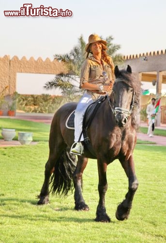 Alice sul cavallo dell?emiro dell'Oman