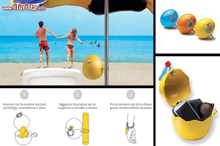 GuscioBox Meliconi cassaforte portatile - Con le vacanze, lo stare all'aria aperta, fare qualche tuffo in mare, una passeggiata in canoa o qualche corsa in bicicletta, si ripropone il problema di dove conservare lo smartphone. Abbiamo il problema di essere sempre reperibili e non possiamo lasciarlo a casa, allo stesso modo alzi la mano chi non ci abbia rimesso, nelle scorse estati, uno smartphone che si è bagnato, danneggiato o addirittura rubato. Quest'anno possiamo partire tranquilli e fare tutti i tuffi che vogliamo, perchè grazie all'esperienza e alla genialità di Meliconi, ci viene in aiuto Gusciobox, un accessorio tanto utile quanto pratico da usare in riva al mare o in mountain bike. Una piccola cassaforte portatile e coloratissima (3 versioni), realizzata con una particolare tecnologia a polimeri resistenti al calore, agli urti e alla salsedine, dove riporre in tutta sicurezza cellulare, ma anche le chiavi, i documenti e i soldi (17,2 x 17,2 x 16,2 cm). Leggero (pesa solo mezzo chilo) è dotato di un sicuro sistema di aggancio in acciaio inox e può essere fissato all'ombrellone, alla sdraio, alla bici, al passeggino. Poco ingombrante, il Gusciobox della Meliconi ti toglie dall'imbarazzo di cercare un posto sicuro per quegli effetti personali che necessariamente dobbiamo portare ovunque.  Acquistabile online qui al prezzo di circa 24 euro