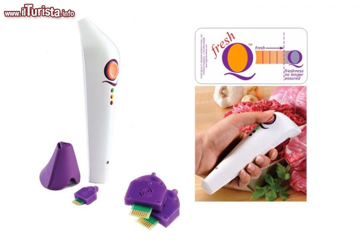 SensorFreshQ: rilevatore freschezza alimenti by amazon.com - Se vi trovate all'estero potrebbe essere utile avere con voi uno strumento in grado di valutare la freschezza dei cibi, soprattutto nel caso che vogliate mangiare della carne. Grazie al SensorFreshQ è possibile valutare lo stato di conservazioni dei cibi, specialmente per quanto riguarda le carni. Dotato di sensori e microprocessore che anailzza i risultati, lo scanner dei cibi costa circa 90 dollari. L'unico problema è che dovete riuscire ad infiltrarvi nelle cucine del ristorante, inutile provarlo sulla bistecca apenna cotta! Per ordinarlo, se disponibile: qui