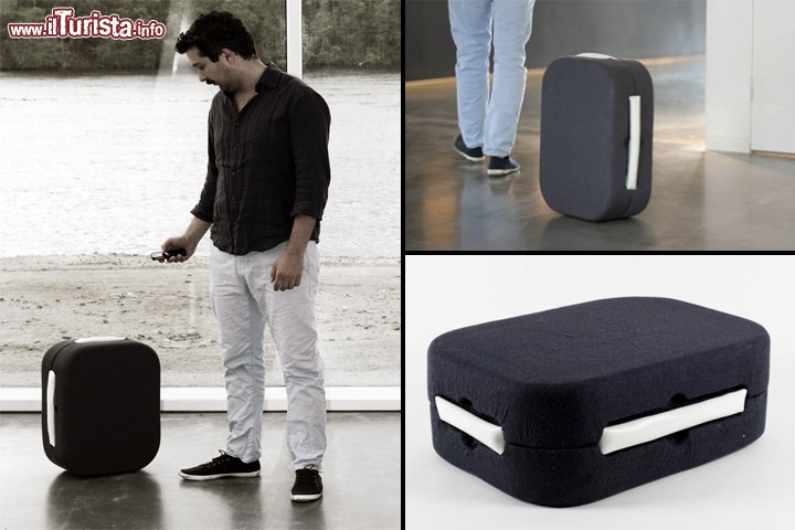 Hop la valigia che vi segue - Avevamo parlato della valigia monopatino o in versione scooter, ma questa della valigia, che si porta da sola, è una novità assoluta. Se ritenete troppo faticoso utilizzare un trolley su e giù per i termina degli aeroporti, allora in un prossimo futuro diverrete clienti di Hop, La valigia intelligente...che vi segue come un fedele cagnolino. Voi camminate per l'aeroporto, magari dando un'occhiata fugace ai duty free shops, e lei vi segue passo passo. La valigia che v'accompagna funziona tramite bluetooth. La collegate al vostro smartphone, e la valigia poi segue i vostri spostamenti, senza nessun problema. Ma se si perde il collegamento? Niente paura, in tal caso lo smartphone ve lo segnalerà con un allarme. Il prezzo non è ancora disponibile, si tratta ancora di un concept, ma noi già siamo impazienti per il prossimo step, la valigia che si stiva da sola in aereo! 