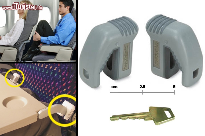 Knee defender: per bloccare il sedile reclinabile in aereo - “Difensore del Ginocchio”, farebbe pensare a supereroe particolarmente devoto alle nostre articolazioni tra coscia e gamba. Trattasi invece di un nuovo gadget da viaggio piccolo e leggero. Il meccanismo è semplice: avete presente il tavolino agganciato sul retro di ogni sedile, che ogni viaggiatore può comodamente abbassare per appoggiarvi un tablet, un libro o il proprio pasto? I due componenti in plastica del Knee Defender consentono di bloccare il tavolino e mantenerlo abbassato, in modo che il passeggero seduto davanti a noi non riesca a reclinare il sedile. Il che significa maggiore spazio vitale per chi è dietro: un toccasana per le nostre ginocchia! Il marchingegno è regolabile, quindi sta a noi decidere quanti centimetri concedere alla comodità altrui, e quanto spazio lasciare alle nostre povere gambe che spesso – per l’esigenza delle compagnie aeree di ricavare più posti possibile – sono sacrificate per lunghe ore di viaggio. Il rovescio della medaglia è fin troppo ovvio: il passeggero davanti, voglioso di pennichella ma costretto a starsene ben dritto sulla propria poltrona, potrebbe non gradire la trovata.

La ditta produttrice ha elaborato una “Courtesy Card” da esibire in caso di battibecchi, una sorta di galateo per un utilizzo pacifico dell’amato/odiato difensore del ginocchio… Ma non è bastata ad evitare i litigi degli ultimi giorni, tanto furenti da convincere il comandante, in certi casi, ad operare un atterraggio di emergenza: è quanto è successo lunedì 2 settembre 2014, tanto per fare un esempio, su un volo tra New York e West Palm Beach.

Se non temete le diatribe e per le vostre ginocchia fareste di tutto, potete trovare Knee Defender online sul sito ufficiale a 21.95 dollari circa 16 euro.