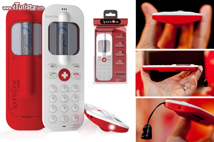 Spareone il telefono cellulare di emergenza - In poche parole, questo è l'unico telefono cellulare che si può usare utilizzando una semplice batteria stilo (AA), e con una durata enorme, pari a 15 anni se non l'utilizzate! Per questi motivi (meritatamente) ha vinto il prestigioso premio Innovations 2013. Volete avere un telefono di riserva, pronto dentro la sua confezione impermeabile, oppure utilizzare la vostra simm evitando di portare il vostro smartphone in luoghi pericolosi? SpareOne è quello che fa per voi: garantisce 10 ore di telefonate, funziona tra temperature estreme di -30 e +60 °C e possiede una torcia (con 24 ore di autonomia) utilissima in viaggio. La cosa più interessante di questo gadget è che funziona anche senza sim: in caso di emergenza, basta premere a lungo il pulsante apposito che vi farà localizzare in qualsiasi luogo del mondo vi troviate, per ricevere soccorso. Costa 99 dollari pari a circa 80 euro. - Sito ufficiale
