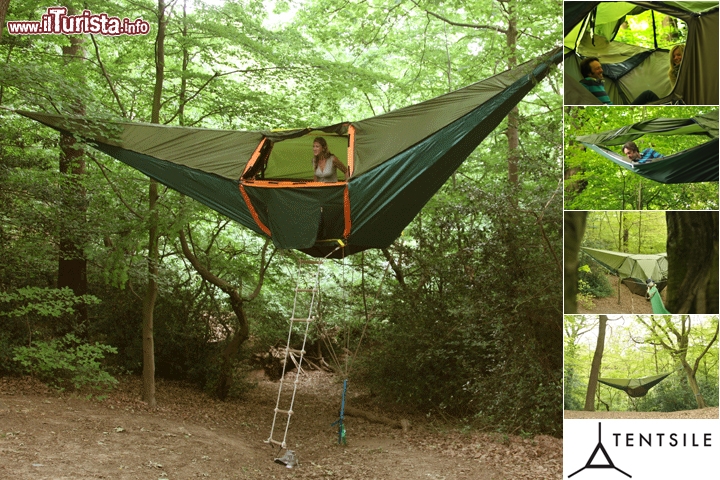 Tenda sospesa, per campeggiare senza paura a qualche metro d'altezza by Tentsile.com - Vi trovate in qualche luogo sperduto? avete timore di insetti striscianti, carnivori affamati o piene improvvise di torrenti e ruscelli? Se non avete il problema delle vertigini questa tipologia di tende è perfetta per voi! Veloci da montare, un peso contenuto tra i 5 e 8 chili, questa soluzione di Tentsile consente di dormire a qualche metro di altezza, al sicuro dai piccoli a grandi imprevisiti della notte. Inoltre una notte passata in questo modo risulta particolarmente romantica, se la compagnia è quella giusta! Esiste in tre modelli, da due persone, da 3-4 persone e la più grande in grado di ospitare da 5 a 8 escursionisiti. Maggiori info qui