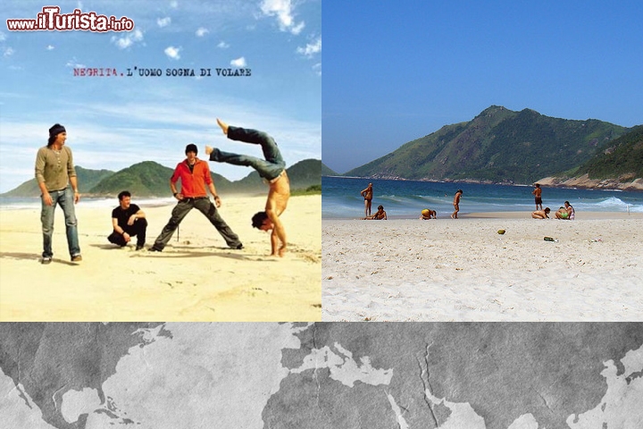 Negrita, L'uomo sogna di volare: un disco risultato di un lungo viaggio della band in Sud America e la copertina li vede sulla spiaggia di Lopes Mendes a Ilha Grande, Brasile