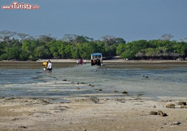 Il trattore in caso di bassa marea per arrivare all'isola di Chale