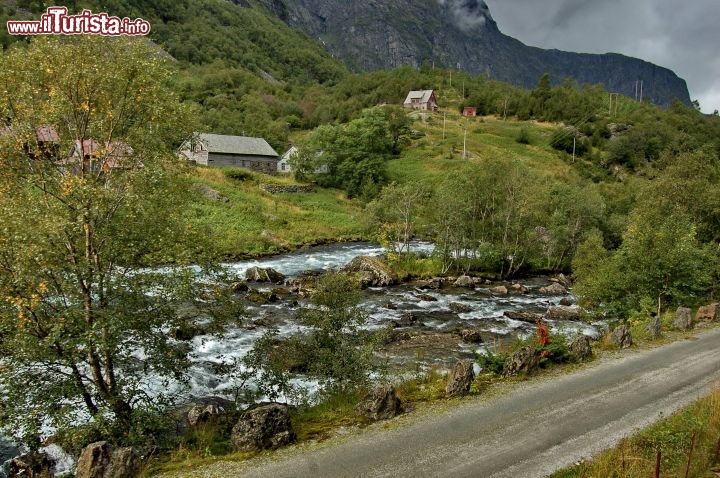 Paesaggi bucolici lungo la Flamsbana ad ovest di Flaam