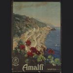 Amalfi e la sua costa in manifesto d'epoca disegnato ...