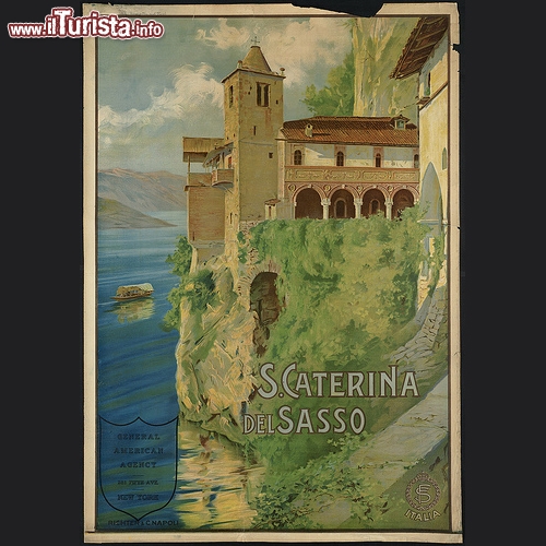 L'Eremo di S. Caterina del Sasso in manifesto promozionale per il mercato americano - Copyright  The Boston Public Library's Print Department 