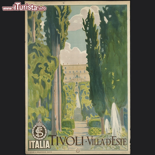 Tivoli. Villa d'Este in manifesto presumibilmente stampato tra il 1910 e il 1959 - Copyright  The Boston Public Library's Print Department 