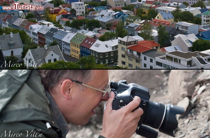 Vista aerea di Reykjavik e l'autore delle foto, Islanda - La capitale più settentrionale del pianeta, posta appena a 2 gradi sotto il Circolo Polare Artico, è l'unica vera città dell'islanda, anche se per cittadini ha la consistenza più di città di provincia (118.000 abitanti circa) che quella di una capitale. Si trova appena a nord della penisola di Reykjanes, che la ripara dai venti più tempestosi meridionali, e ne mitiga un po' le precipitazioni, anche se la proporzione è quasi quella di un giorno di pioggia ogni 2,5 giorni circa. Reykjavik è comunque il luogo di passaggio obbligato di tutti i turisti, e quindi, volenti o non volenti, sarete costretti a visitarla, cosa piacevole dato che la vita notturna migliore dell'islanda, ovviamente si trova tutta qui...Vista dall'alto le sue case colorate mettono allegria, grazie alle belle inquadrature di Mirco Villa, qui ripreso all'opera durante questo viaggio fotografico in Islanda. 

32 pagine, 400 immagini di Mirco Villa (Fotografo QEP) - Acquistala sull'Apple Store