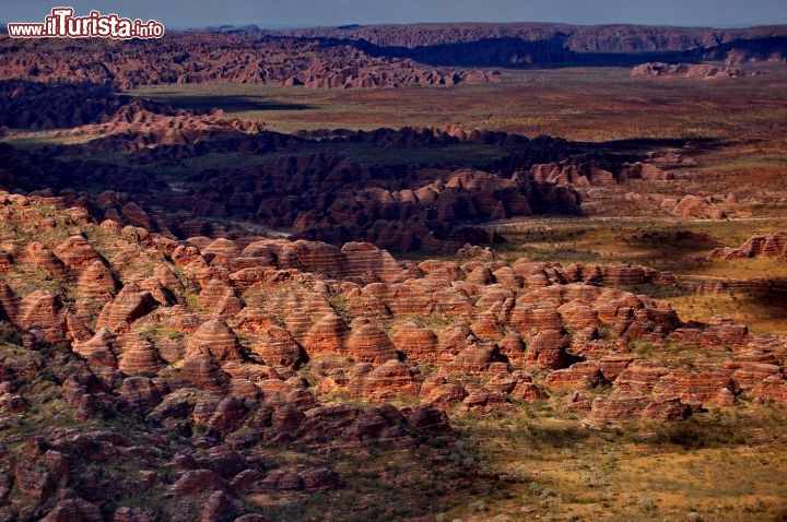 I Bungle Bungles visti dall'elicottero. Una delle visioni indimenticabili del Parco Nazionale di Purnululu sia nolegginado un volo in aereo o in elicottero, che consente voli panoramici sulla distesa dei coni erosi del Bungle Bungle Range