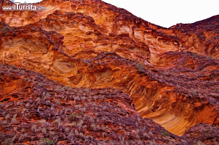 I colori delle rocce dei Bungle Bungle. Da vicino le arenarie degli alveari (beehive) colpiscono per la loro intensa colorazione, che s'accende specie all'alba ed al tramonto.