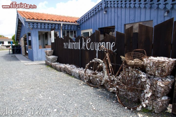 La cité de l'huitre: Marennes è anche chiamata la città delle ostriche, grazie all'enorme produzioni di questi molluschi. Ristorante tipo con bicicletta in tema.

