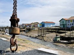 Marennes canale barche cabine nel porto delle ...