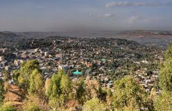 Panorama Gondar Etiopia visto dalla montagna ...