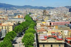 I viali alberati delle Ramblas tagliano a metà il centro storico di Barcellona, dalla zona del Barrio Gotico fino al Porto vecchio della città - © nito / Shutterstock.com