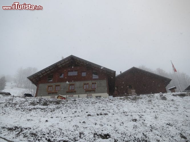 Immagine La fattoria pedagogica di Hérémence, in Val d’Hérens durante una nevicata (Cantone Vallese)