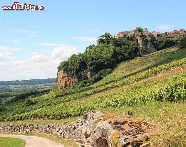 Chateau-Chalon, regione Franca Contea:
Il tesoro di Chateau-Chalon si trova tutt’intorno al castello, sui terrazzamenti che caratterizzano il paesaggio: è l’uva, da cui si ricava un vino giallo squisito AOP (Appellation d'Origine Protégée). Passeggiando per il borgo, nato nel medioevo intorno a un’abbazia benedettina, incontrerete numerose cantine in cui assaggiare il “nettare degli dei”, magari accompagnato dal tipico formaggio Comté. Qua e là scoprirete degli affascinanti belvedere che si affacciano sui vitigni e potrete ammirare alcune testimonianze del passato, come la porta fortificata, i resti dell’antico castello e le vecchie case dei vignaioli - © M. Nouvelot / www.france2.fr 