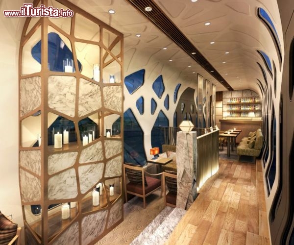 Il vagone salotto del treno della JR East, la compagnia che per prima lancerà un treno a sette stelle, nel 2017 in Giappone - © Ken Okuyama Design / www.kenokuyamadesign.com