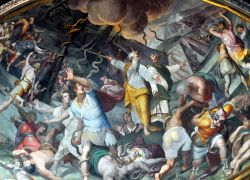 Un affresco all'interno Duomo Parma -  Nella Cappella San Fermo si trova questo intenso affresco con Mosè che punisce idolatria del serpente di bronzo