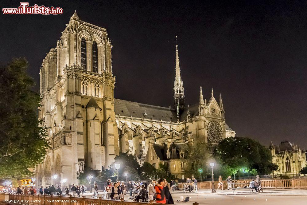 Immagine Notre Dame de Paris: fotografia notturna dalla riva della Senna a Parigi - © Kiev.Victor / Shutterstock.com