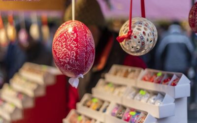 i mercatini di pasqua in centro a lugano in svizzera Bancarella del mercatino pasquale di Lugano