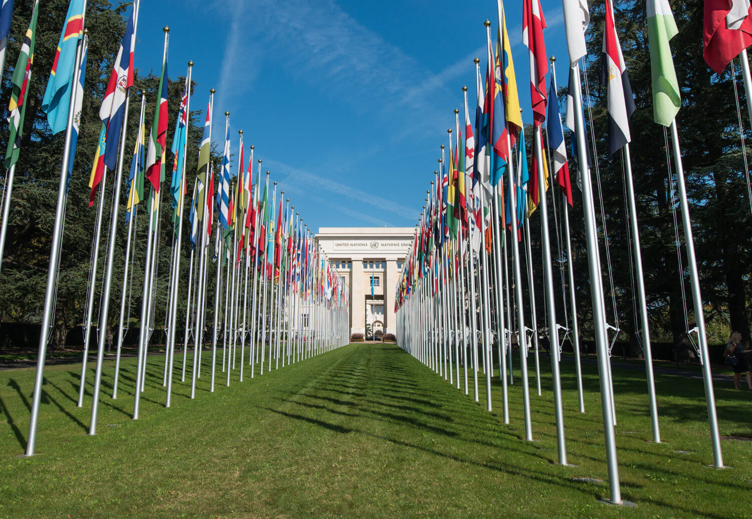 Palais des Nations Allée des Drapeaux Ginevra